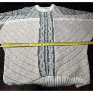 Juice vintage cable Knit patchwork leather‎ Striped Sweater Long Sleeve XL thumbnail 8