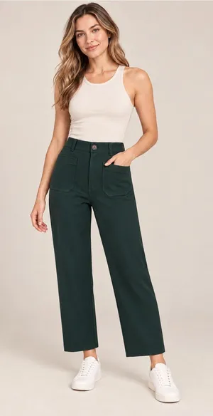 Anthropologie Holly Green Wide Leg Patch Pocket Pants Size 6 NWT thumbnail 1