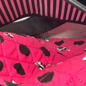 Betsey‎ Johnson Pink French Bulldog Polka Dot Quilted Duffel Bag Weekend Travel thumbnail 14