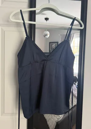 Brandy Melville Blue Satin Babydoll Top thumbnail 1