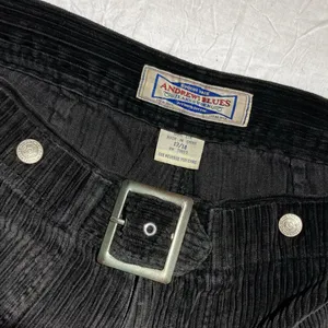 Vtg 90s Y2K black corduroy wide leg flare pants Clueless punk goth grunge L thumbnail 2