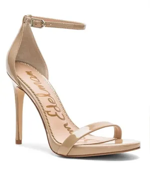 Steve Madden Sam Edelman NADYA Patent Leather Ankle Heel Sandal Shoe Classic Nude 6.5 thumbnail 1