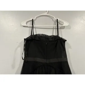 Betsy And Adam Black Tiered Ruffle Gown 4 NWOT thumbnail 4