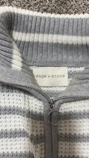 Striped quarter Zip Sweater Gray thumbnail 2
