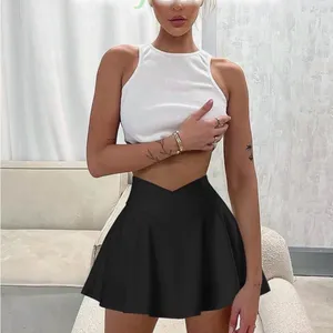 Anthropologie Black Flared Mini Skirt with cross over waist band LG thumbnail 2