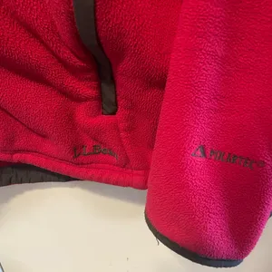 Women’s L.L. Bean Pink and Grey Fleece Full Zip‎ Jacket Size L thumbnail 2