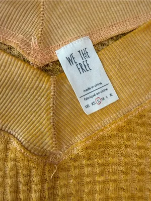 THE FREE PEOPLE South Side Thermal Pullover Top Sz S Celestial Gold thumbnail 4