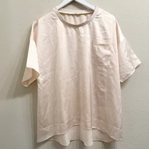 Ellison‎ Satin Pajama Set SS Top and Shorts Beige Size Large Neutral Comfy Soft thumbnail 3