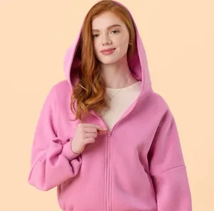 NWT! Blogilates Women's Marshmallow Full Zip Hooded Sweatshirt - Pink XL NEW! thumbnail 9
