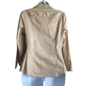 Banana Republic Top Women‎ S Gold Collar V-Neck Long Flared Sleeve Button Up thumbnail 3