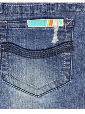 🌸Y2K Hang Ten Blue Distressed Denim Mini Skirt Frayed Hem Logo Button Size 5 thumbnail 7