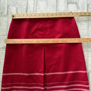 Ann Taylor Loft Red Wool Blend Skirt Stripes Pleated Academic Office Siren Sz 8 thumbnail 5
