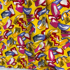 Vintage Stuart Lang 6 Yellow Abstract Print Blouse Top Camp Maximalist Artsy 80s thumbnail 4