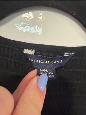 American Eagle Outfitters Black Smocked‎ Tank Top thumbnail 2