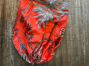 Banana Republic Mini Dress Womens S Red Excellent Tropical Balloon Sleeve Belted thumbnail 4