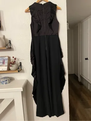 Alice + Olivia Sarandon Side Ruffle Jumpsuit Black Sleeveless Size 6 thumbnail 3
