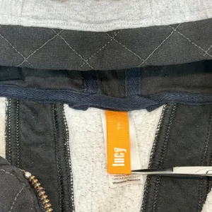 Lucy Full Zip Hoodie Small Grey Black Quilted Activewear Jacket thumbnail 4