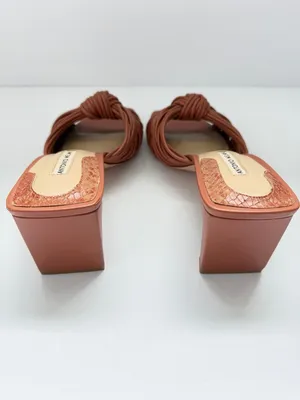 Antonio Melani Leather Knot Strap mule block Heel Slide Sandals‎ 6.5 Chic Summer thumbnail 5