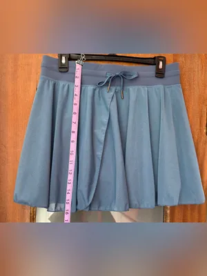 Halara High Waisted Drawstring Contrast Mesh 2 in 1 Flowy Provincial Blue Skort thumbnail 5