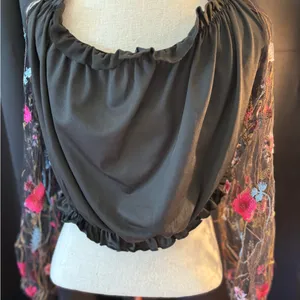 Chic Black Floral‎ Women's Blouse Size XL thumbnail 7