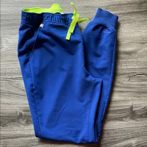Figs Blue Joggers with Neon Yellow Accents women’s. Size Small Style# M21SW2053 thumbnail 1