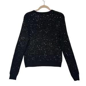 Alice + Olivia‎ Black Sequin Embellished Merino Wool Knit Sweater Party Small thumbnail 9
