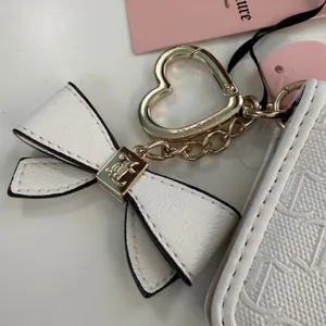 Juicy Couture White Monogram Card Case‎ Bow Heart Keychain Wallet Y2K NWT thumbnail 2