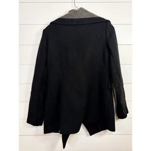 BCBGeneration Women's Wool Blend Knit Trim Trench Coat Black Gray Size Medium thumbnail 9