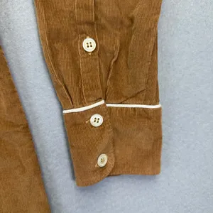 Kayce Hughes Womens Brown Corduroy Shift Dress Size 4 Long Sleeve White‎ Piping thumbnail 7