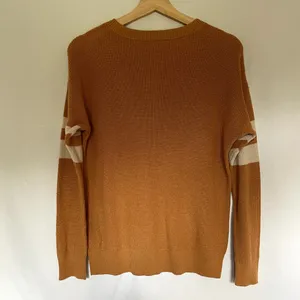 American Eagle mustard‎ yellow white arm stripes knit sweater women's size small thumbnail 6