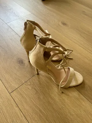 Lulu's Beige Lace-Up Heels thumbnail 3