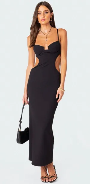 Edikted Black Cutout Dress thumbnail 1