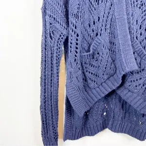 Anthropologie Pilcro Open Stitch Cardigan XS Blue Single‎ Button Coastal Chic thumbnail 5