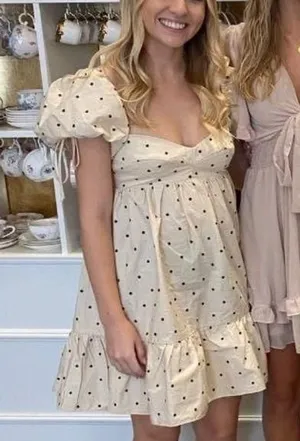 cream and brown polka dot dress thumbnail 1