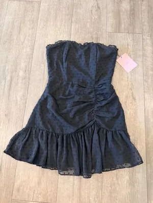 Hello Molly Black Strapless Ruffled Mini Dress thumbnail 7