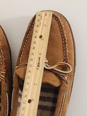 L.L.Bean Brown Suede Flannel Lined Slippers Size 7 thumbnail 11