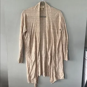 Cynthia Rowley Beige Open Front Knit Cardigan Long Sleeve Layering XS thumbnail 2