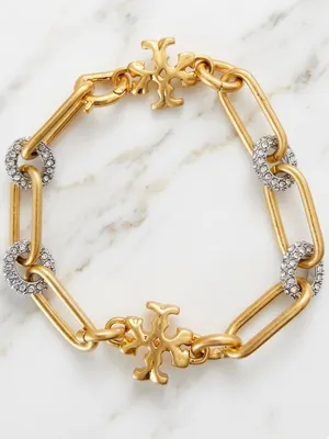 Tory Burch | Gold Plated and Pave Crystal Accent Bracelet | 7 inches thumbnail 1