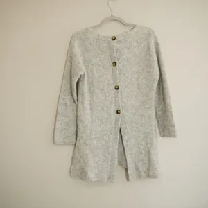 Point Sur J. Crew V-Neck Sweater Grey Alpaca Blend Button Back Coastal Cozy Soft thumbnail 7