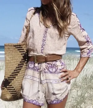 Spell And The Gypsy Xanadu Playsuit Peacock Romper in Gold Dust Size Small Boho thumbnail 1