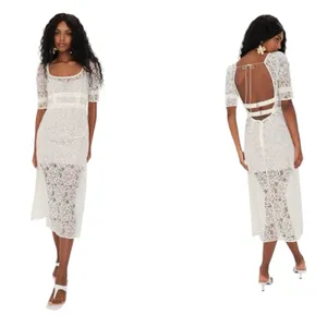 For Love and Lemons Marilyn Midi Dress in Ivory Size Medium NWT thumbnail 10