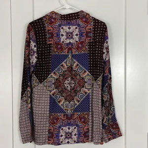 Crosby Large Purple, Red Boho Pattern 70s Button Down Long Sleeve Shirt thumbnail 8