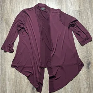 Torrid Burgundy Open Front Silky Cardigan Size 2 (2X) thumbnail 1