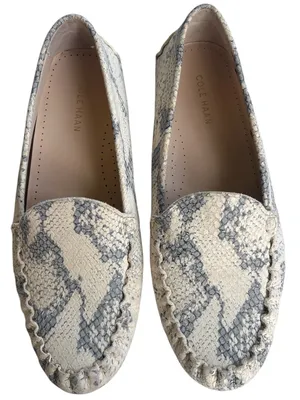 EUC Cole Haan Leather Evelyn Driving Loafers Snakeskin Size 8 thumbnail 1