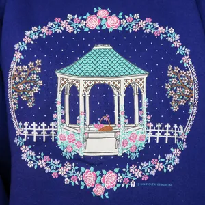 Vintage 90s Purple Floral Gazebo Graphic Collared Sweatshirt thumbnail 4