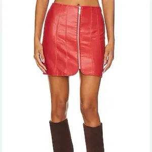 Free People Burnt Orange Layla Faux Leather Mini Skirt Size 6 thumbnail 2