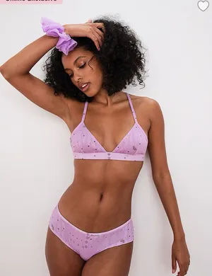 For Love & Lemons | Victoria Secret Pointelle Lavender‎ Bralette & Panty Set XXS thumbnail 1