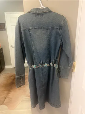 Vintage Medium Wash Denim Button-Down Western Dress / Jacket M thumbnail 9