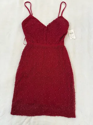 Windsor Red Beaded Mini Dress NWT Backless Strappy Bodycon Size Small thumbnail 4