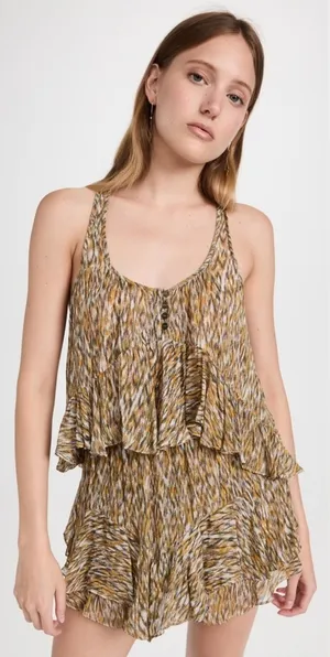 ISABEL MARANT ÉTOILE Top Womens Size 2 Boho Ruffle Asymmetrical Earthy Chic thumbnail 1